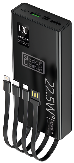PowerBank Ultimate 20.000mAh | 22,5W com 5 Saídas e Cabos Integrados